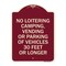 Signmission No Loitering Camping Vending or Parking of Vehicles 30 Feet or Longer Alum, 24" x 18", BU-1824-23841 A-DES-BU-1824-23841 - alternate 1